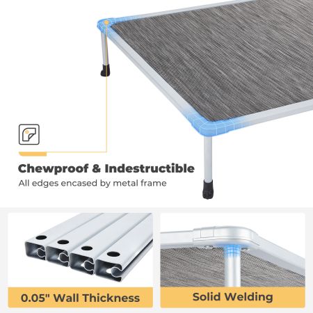 Veehoo Chewproof Elevated Dog Bed-Silver Metal Frame Silver Elevated Beds image3