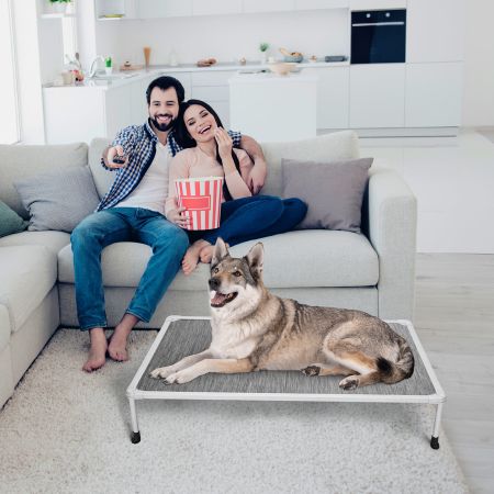 Veehoo Chewproof Elevated Dog Bed-Silver Metal Frame Silver Elevated Beds image8