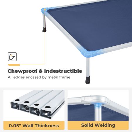 Veehoo Chewproof Elevated Dog Bed-Silver Metal Frame Blue Elevated Beds image3 Veehoo Chewproof Elevated Dog Bed-Silver Metal Frame Blue Elevated Beds image3