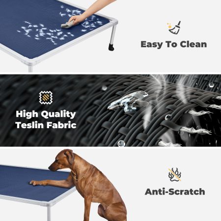 Veehoo Chewproof Elevated Dog Bed-Silver Metal Frame Blue Elevated Beds image4 Veehoo Chewproof Elevated Dog Bed-Silver Metal Frame Blue Elevated Beds image4