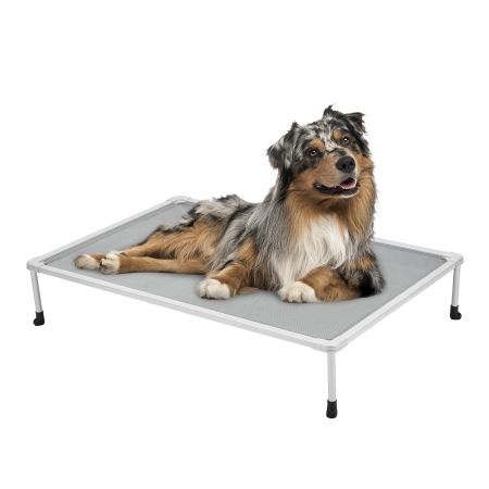 Veehoo Chewproof Elevated Dog Bed-Silver Metal Frame Gray Elevated Beds image1