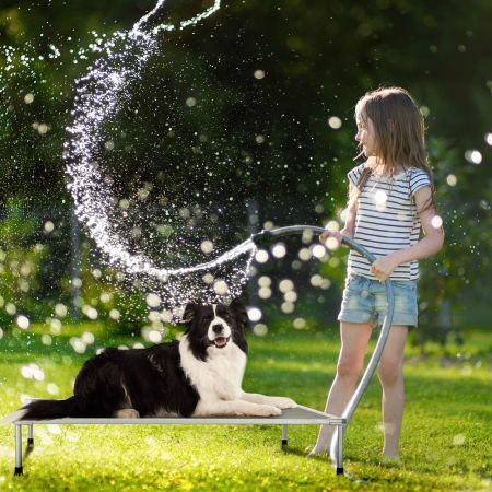 Veehoo Chewproof Elevated Dog Bed-Silver Metal Frame Gray Elevated Beds image10