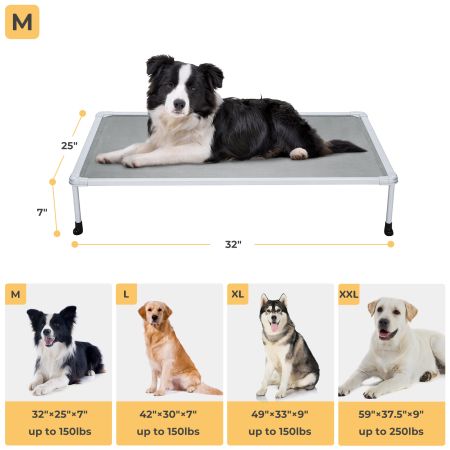 Veehoo Chewproof Elevated Dog Bed-Silver Metal Frame Gray Elevated Beds image2