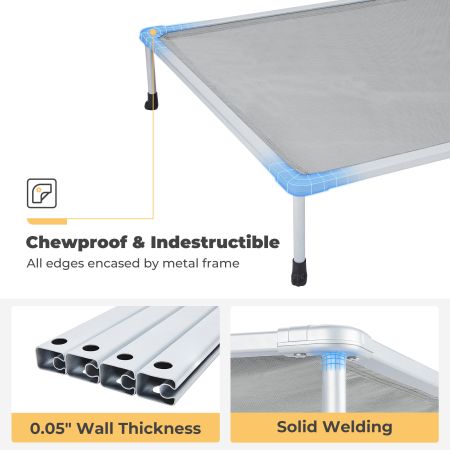 Veehoo Chewproof Elevated Dog Bed-Silver Metal Frame Gray Elevated Beds image3