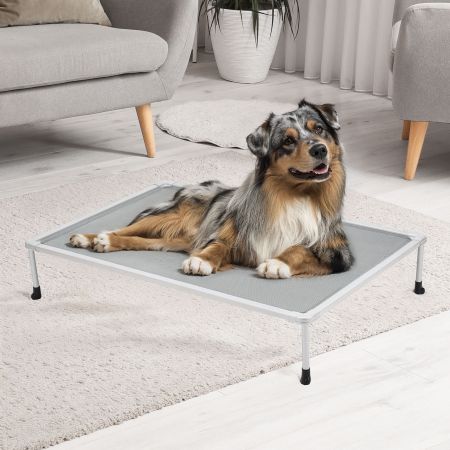 Veehoo Chewproof Elevated Dog Bed-Silver Metal Frame Gray Elevated Beds image7