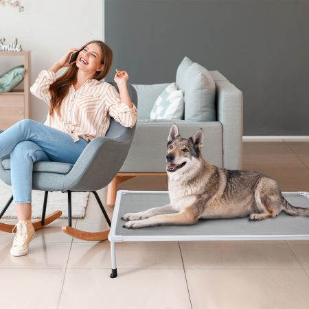 Veehoo Chewproof Elevated Dog Bed-Silver Metal Frame Gray Elevated Beds image9 Veehoo Chewproof Elevated Dog Bed-Silver Metal Frame Gray Elevated Beds image9