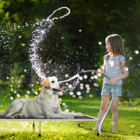 Veehoo Chewproof Elevated Dog Bed-Silver Metal Frame Brown Elevated Beds image10