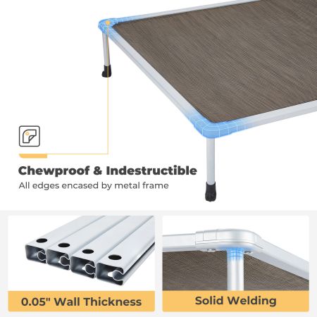 Veehoo Chewproof Elevated Dog Bed-Silver Metal Frame Brown Elevated Beds image3