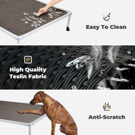 Veehoo Chewproof Elevated Dog Bed-Silver Metal Frame Brown Elevated Beds image4