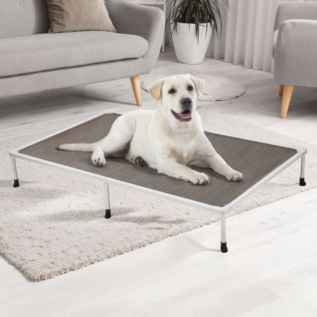 Veehoo Chewproof Elevated Dog Bed-Silver Metal Frame Brown Elevated Beds image7