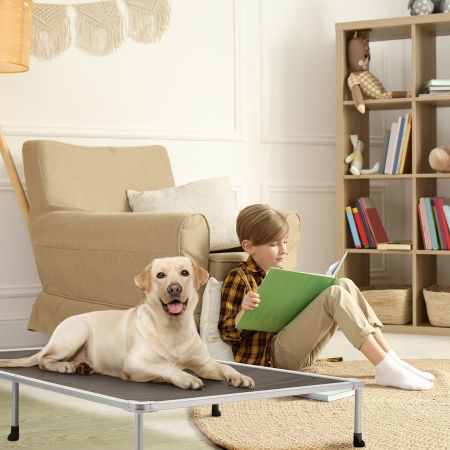 Veehoo Chewproof Elevated Dog Bed-Silver Metal Frame Brown Elevated Beds image8