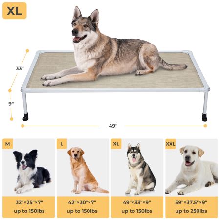 Veehoo Chewproof Elevated Dog Bed-Silver Metal Frame Beige Elevated Beds image2 Veehoo Chewproof Elevated Dog Bed-Silver Metal Frame Beige Elevated Beds image2