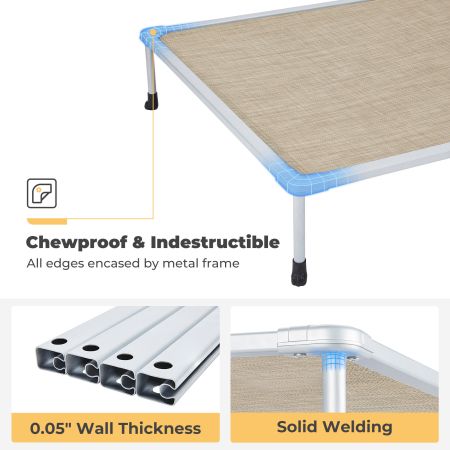 Veehoo Chewproof Elevated Dog Bed-Silver Metal Frame Beige Elevated Beds image3 Veehoo Chewproof Elevated Dog Bed-Silver Metal Frame Beige Elevated Beds image3