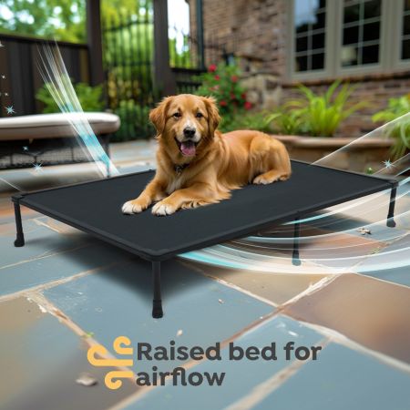Veehoo Chewproof Elevated Dog Bed-Black Metal Frame Silver Elevated Beds image6 Veehoo Chewproof Elevated Dog Bed-Black Metal Frame Silver Elevated Beds image6