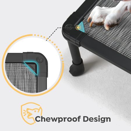 Veehoo Chewproof Elevated Dog Bed-Black Metal Frame Silver Elevated Beds image3