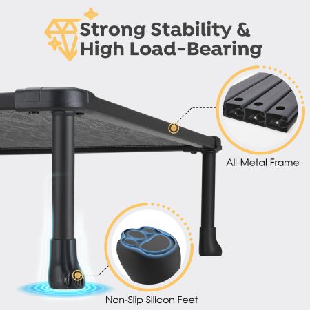 Veehoo Chewproof Elevated Dog Bed-Black Metal Frame Silver Elevated Beds image4