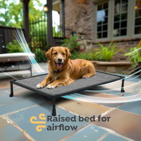 Veehoo Chewproof Elevated Dog Bed-Black Metal Frame Silver Elevated Beds image5
