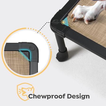 Veehoo Chewproof Elevated Dog Bed-Black Metal Frame Beige Elevated Beds image4