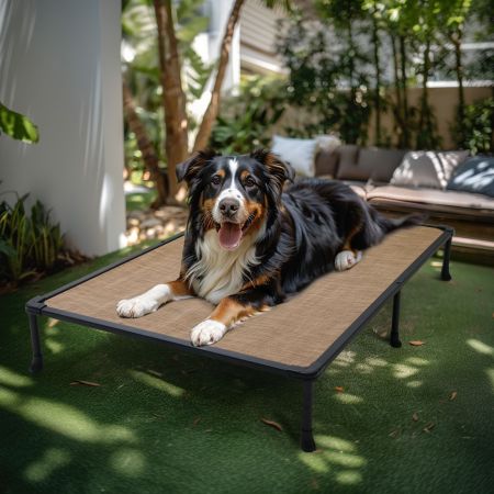 Veehoo Chewproof Elevated Dog Bed-Black Metal Frame Beige Elevated Beds image7