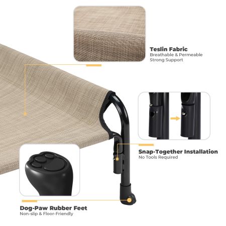 Veehoo Anti-falling Pet Bed with a Pillow Beige Sales image3