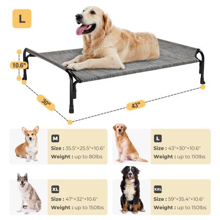 Veehoo Elevated Outdoor Raised Dog Bed Silver Elevated Cooling Beds image3