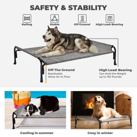 Veehoo Elevated Outdoor Raised Dog Bed Silver Elevated Cooling Beds image7
