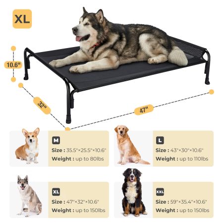 Veehoo Elevated Outdoor Raised Dog Bed Black Sales image3