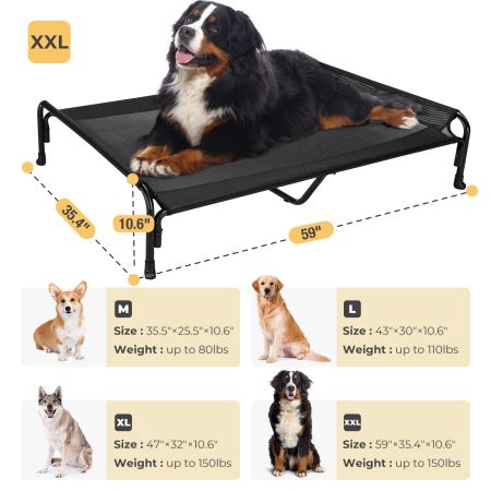 Veehoo Elevated Outdoor Raised Dog Bed Black Sales image3