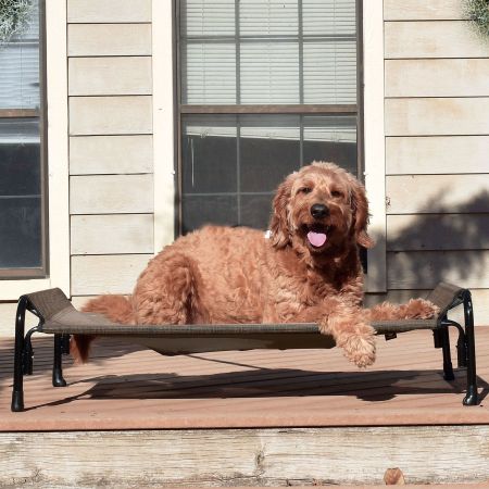 Veehoo Elevated Outdoor Raised Dog Bed Brown Elevated Cooling Beds image10