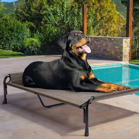 Veehoo Elevated Outdoor Raised Dog Bed Brown Elevated Cooling Beds image11