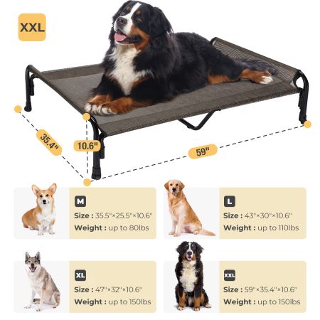 Veehoo Elevated Outdoor Raised Dog Bed Brown Elevated Cooling Beds image3