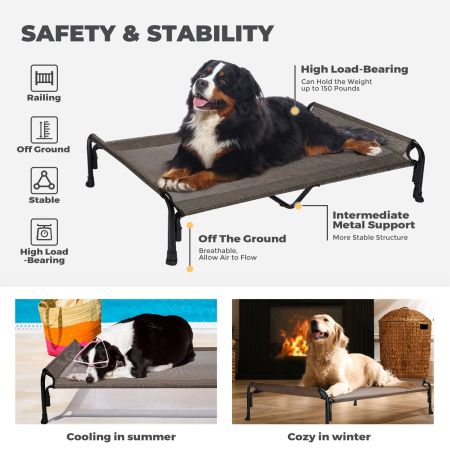 Veehoo Elevated Outdoor Raised Dog Bed Brown Elevated Cooling Beds image7
