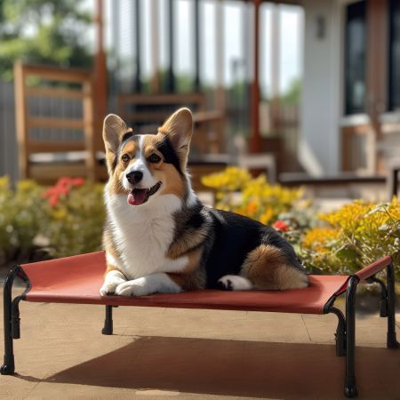 Veehoo Elevated Outdoor Raised Dog Bed Red Elevated Cooling Beds image8