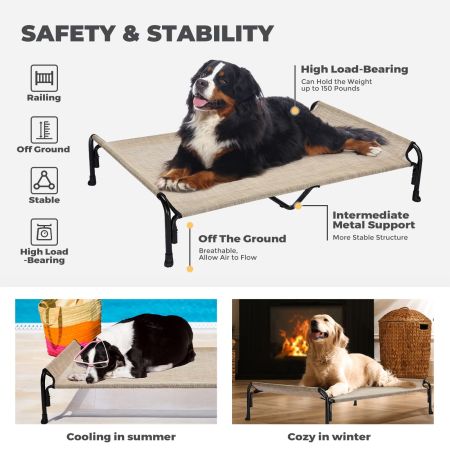 Veehoo Elevated Outdoor Raised Dog Bed Beige Sales image6 Veehoo Elevated Outdoor Raised Dog Bed Beige Sales image6