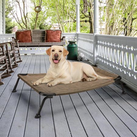 Veehoo Curved Elevated Dog Bed Brown Elevated Beds image13