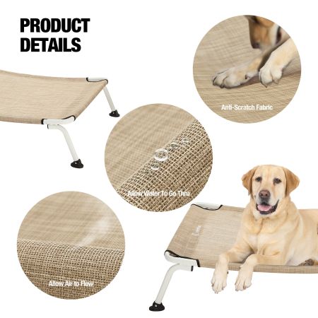 Veehoo Cooling Curved Elevated Dog Bed Beige Sales image5