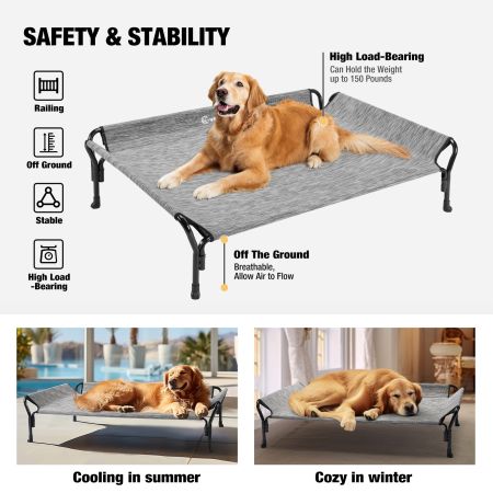 Veehoo Guardrail Elevated Dog Bed Silver Sales image3