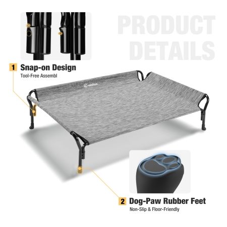 Veehoo Guardrail Elevated Dog Bed Silver Sales image5