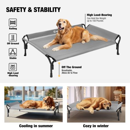 Veehoo Guardrail Elevated Dog Bed Gray Sales image3