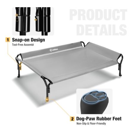 Veehoo Guardrail Elevated Dog Bed Gray Sales image6