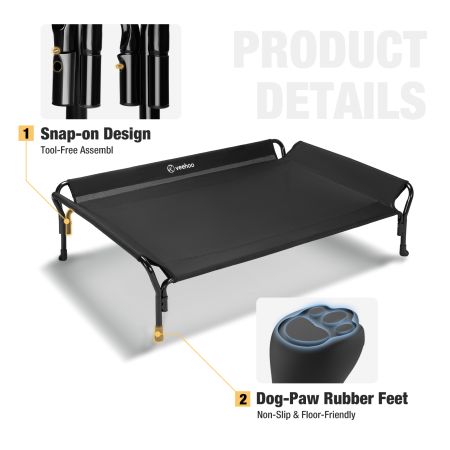 Veehoo Guardrail Elevated Dog Bed Black Sales image6