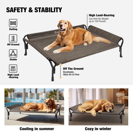 Veehoo Guardrail Elevated Dog Bed Brown Sales image3
