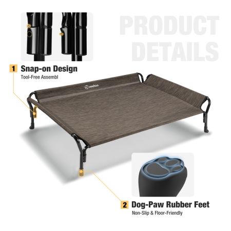 Veehoo Guardrail Elevated Dog Bed Brown Sales image5