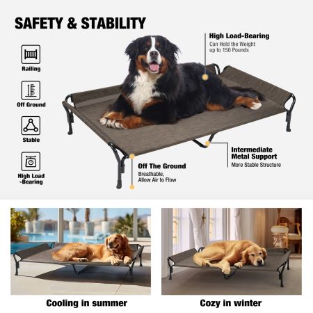 Veehoo Guardrail Elevated Dog Bed Brown Sales image3