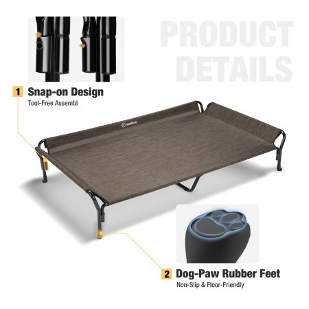 Veehoo Guardrail Elevated Dog Bed Brown Sales image5