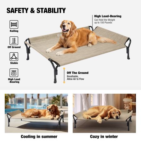 Veehoo Guardrail Elevated Dog Bed Beige Sales image3