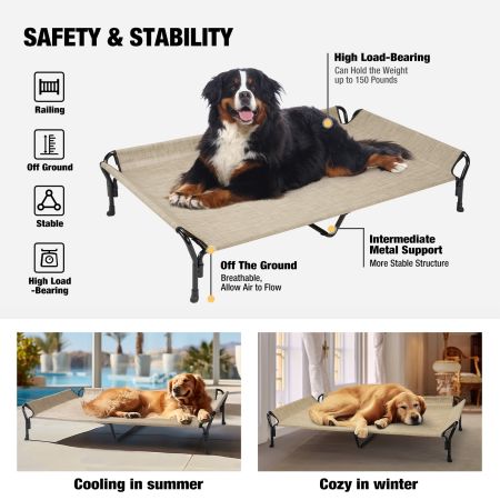 Veehoo Guardrail Elevated Dog Bed Beige Sales image3