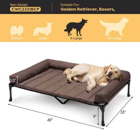 Veehoo Beige Elevated Dog Bed with Bolster Mat