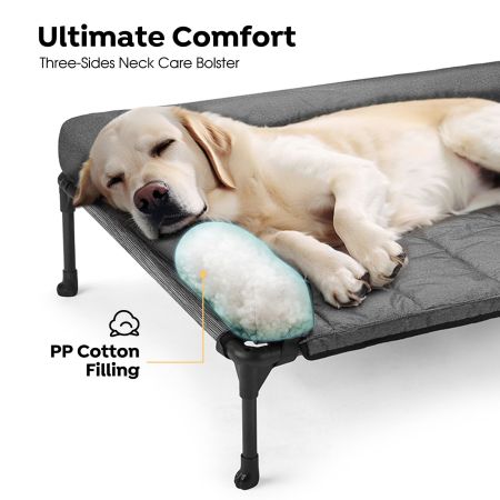 Veehoo Elevated Dog Bed with Bolster Mat Silver Elevated 2-in-1 Seasonal Beds image3 Veehoo Elevated Dog Bed with Bolster Mat Silver Elevated 2-in-1 Seasonal Beds image3