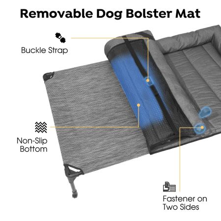 Veehoo Elevated Dog Bed with Bolster Mat Silver Elevated 2-in-1 Seasonal Beds image5 Veehoo Elevated Dog Bed with Bolster Mat Silver Elevated 2-in-1 Seasonal Beds image5
